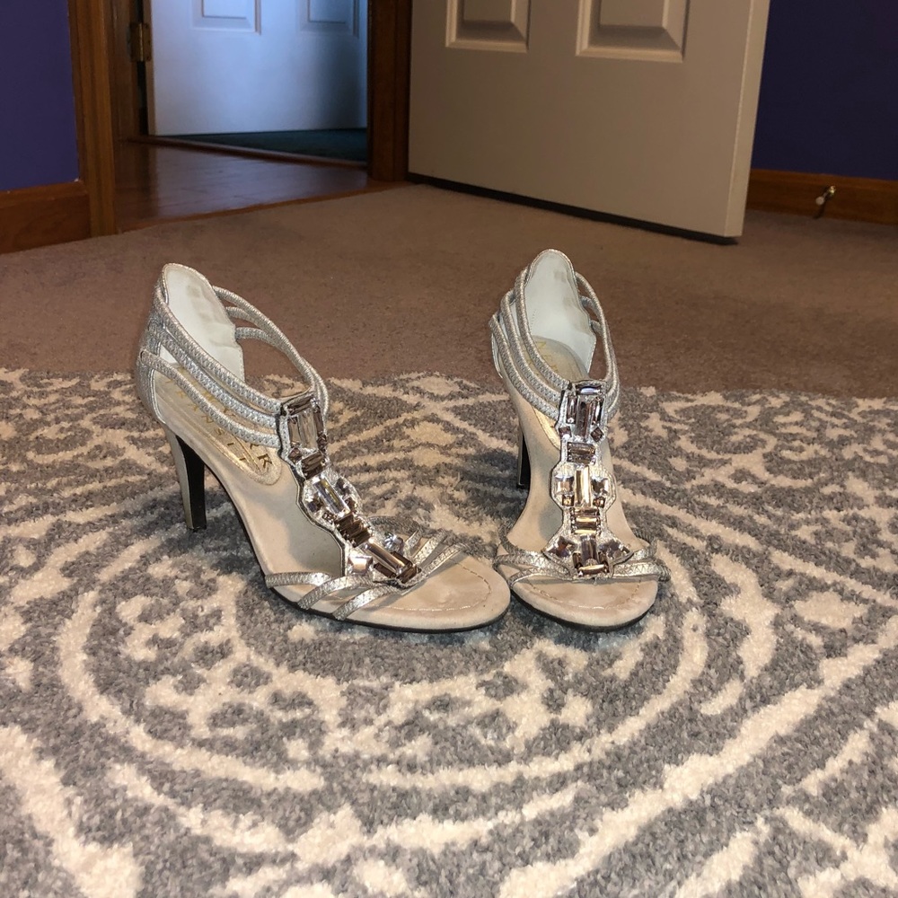 Silver Sequined Heels